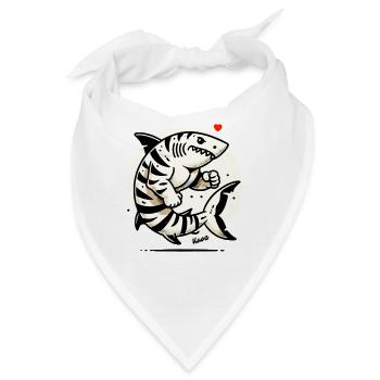 Muskulöser Tigerhai: Hai Kraftpaket der Meere - Bandana - Weiß - Vorne