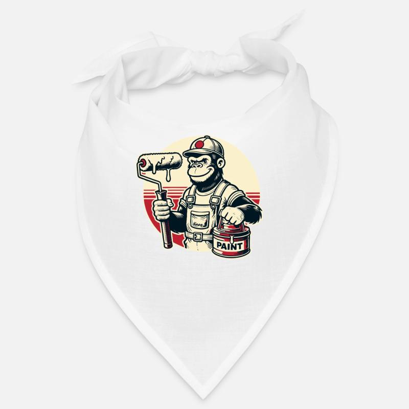 Painter gorilla with paint bucket and paint roller Bandana