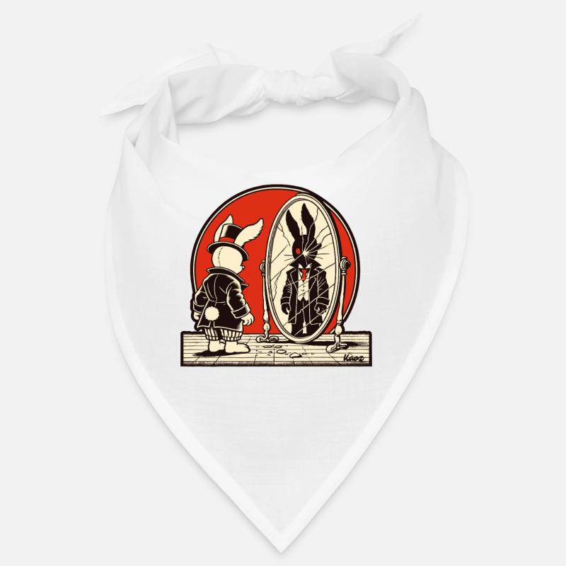 Lapin noir devant un miroir brisé Bandana