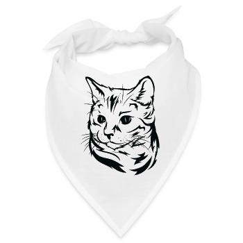 Katzenliebhaber - Elegantes Katzenporträt - Bandana - Weiß - Vorne