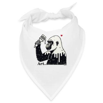 Gorilla Künstler, Kund mit Pinsel und Farbe - Bandana - Weiß - Vorne