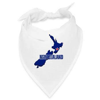 Flagge von Neuseeland, Landkarte von Neuseeland - Bandana - Weiß - Vorne