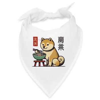 Ramen Nudeln essender Shiba Hund Japan Ukiyo-E - Bandana - Weiß - Vorne