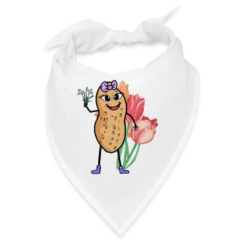 Erdnuss Frühling Blumen Ostern Blume Gruß Grüßen - Bandana - Weiß - Vorne