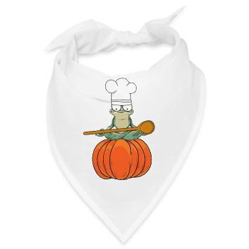 Frosch Kürbis Koch Kochkunst Halloween kochen - Bandana - Weiß - Vorne