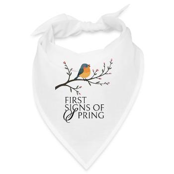 Vogel am Blütenzweig  - Bandana - Weiß - Vorne