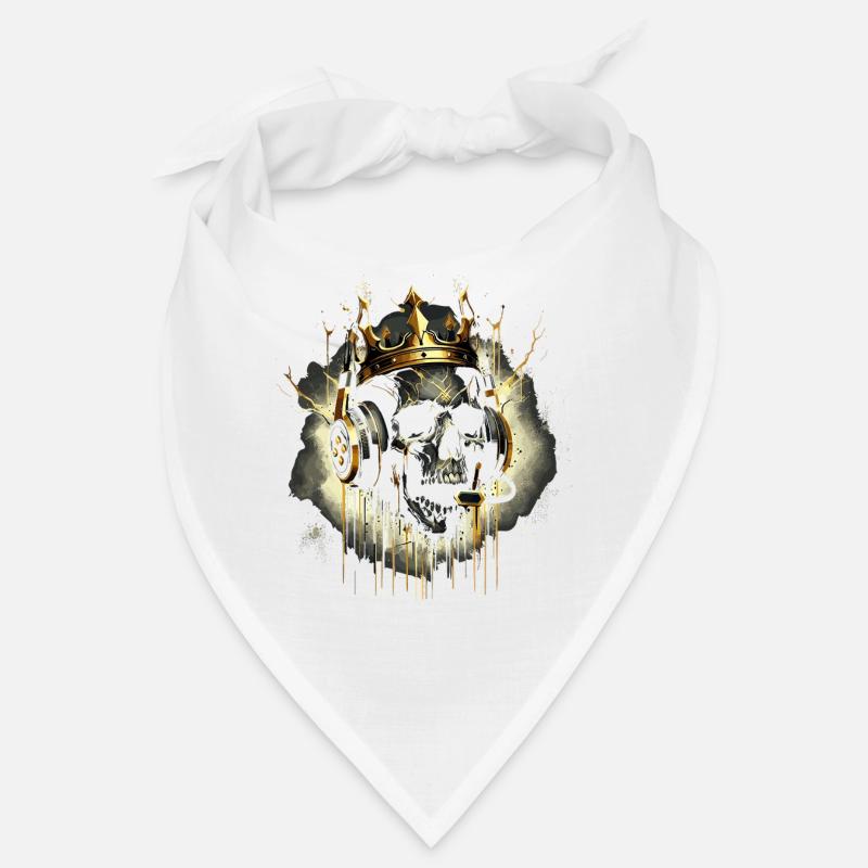 Crâne de jeu doré avec couronne et casque Bandana