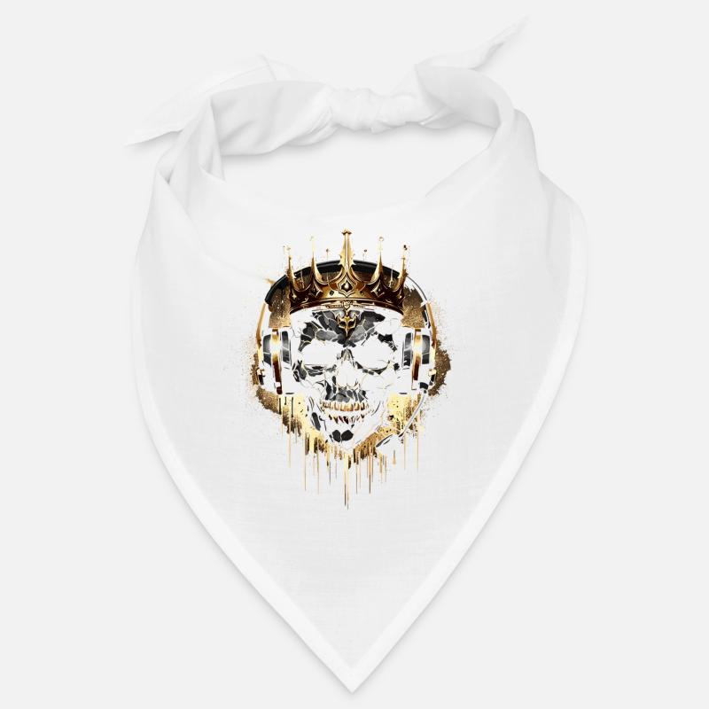 Crâne de jeu doré avec couronne et casque Bandana