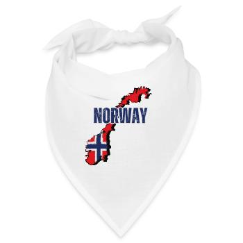 Norwegische Flagge, Norwegischer Stolz - Bandana - Weiß - Vorne