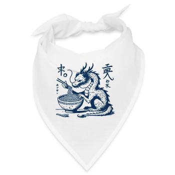 Lustiger Ukiyo-E Ramen Drache Streetwear Retro - Bandana - Weiß - Vorne