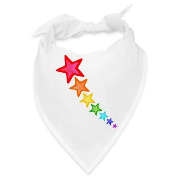 bunte Sterne in Regenbogen Farben - Bandana - Weiß - Vorne