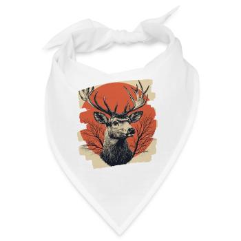 Hirsch mit Geweih - Bandana - Weiß - Vorne