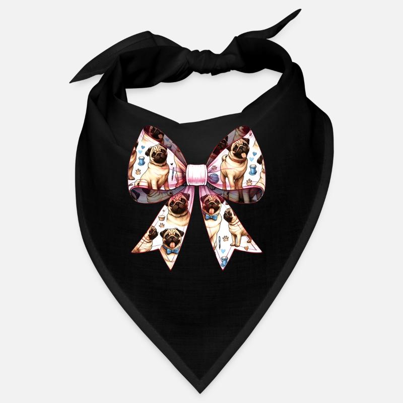 Coquette Bow Pug Dog Mom Pattern Pink Bandana