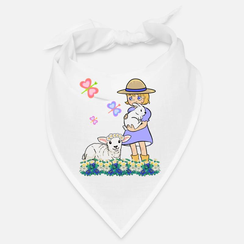 Kinder Kind Mädchen Schaf Schafe Lamm Ostern - Bandana - Weiß