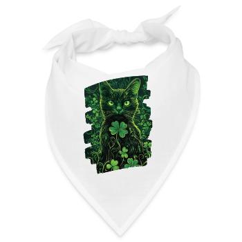 St Patricks day Katze - Bandana - Weiß - Vorne