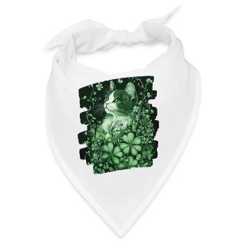St. Patricks day Kleeblatt Katze - Bandana - Weiß - Vorne