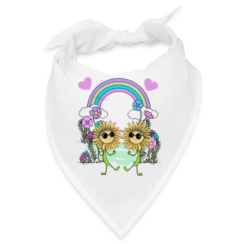 Regenbogen Hippie Sonnenblumen Kinder - Bandana - Weiß - Vorne