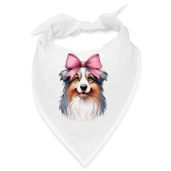 Coquette Bow Australian Shepherd Dog Mom Pink - Bandana - Weiß - Vorne