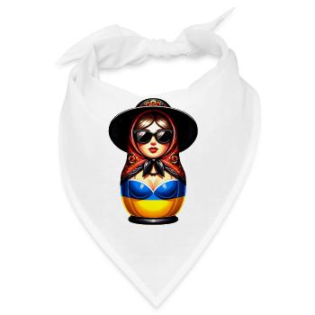 Ukraine Matroschka mit Sonnenbrille für Ukrainer - Bandana - Weiß - Vorne