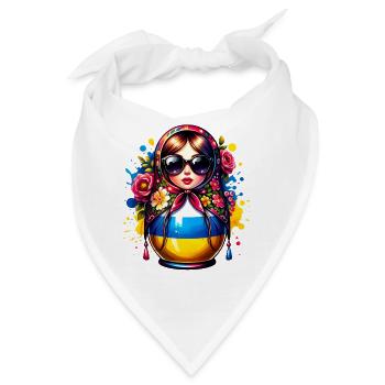 Ukraine Matroschka mit Sonnenbrille für Ukrainer - Bandana - Weiß - Vorne