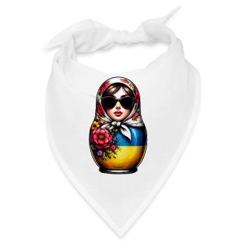 Ukraine Matroschka mit Sonnenbrille für Ukrainer - Bandana - Weiß - Vorne
