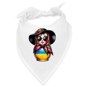 Ukraine Matroschka mit Sonnenbrille für Ukrainer - Bandana - Weiß - Vorne