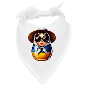 Ukraine Matroschka mit Sonnenbrille für Ukrainer - Bandana - Weiß - Vorne