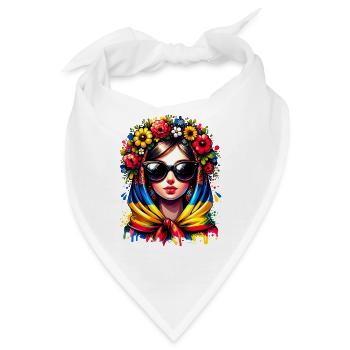 Ukraine Matroschka mit Sonnenbrille für Ukrainer - Bandana - Weiß - Vorne