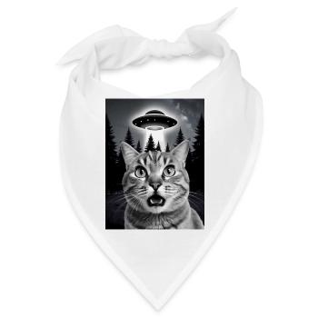 Selfie von einer Katze mit Ufo - Bandana - Weiß - Vorne