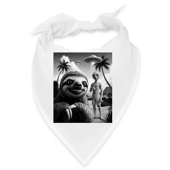 Faultier macht Selfie mit Alien am Strand - Bandana - Weiß - Vorne