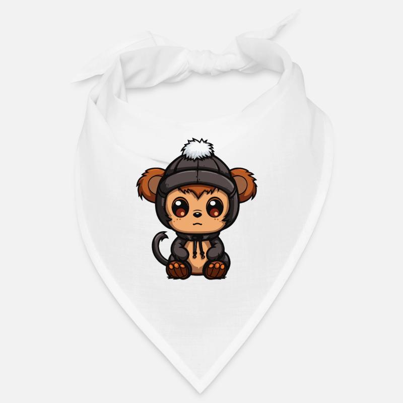 Affe Winter Tier Baby Comic - Bandana - Weiß
