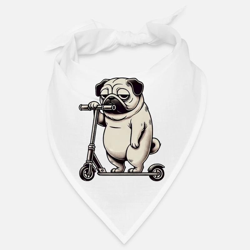 Lustiger Mops Roller Scooter Kickroller Grumpy Bandana