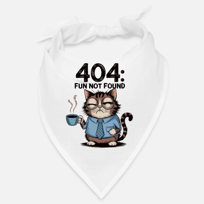 404 Fun Not Found - Tired Coffee Cat Work Meme Bandana