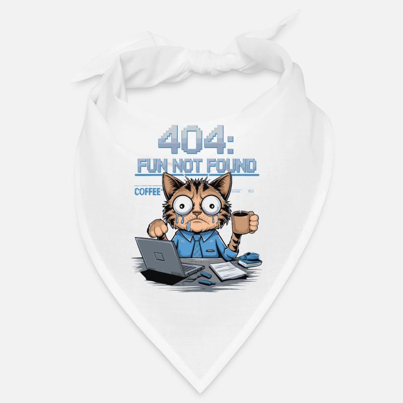 404 Fun Not Found - Drôle de chat café travail Meme Bandana