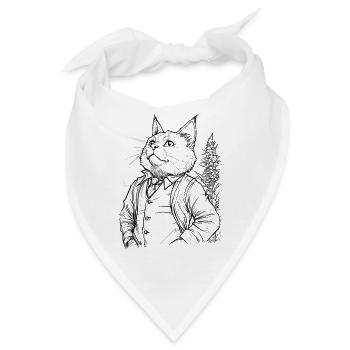 Katze im Anzug: Eleganter Stubentiger Hanfpflanze - Bandana - Weiß - Vorne