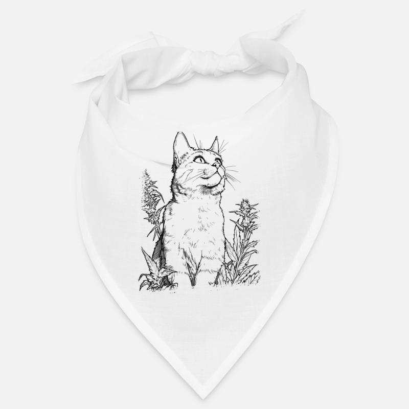 Katze mit Weed Outline: Lustiger Stubentiger Bandana