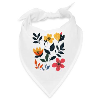 Retro-Blumenwiese: Sommerliche Blütenzauber - Bandana - Weiß - Vorne