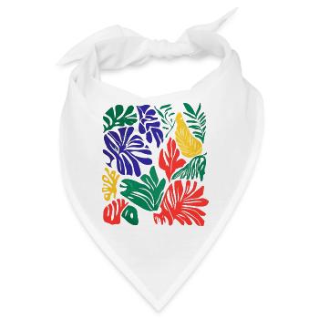Retro-Blätterkunst: Matisse inspirierte Farben - Bandana - Weiß - Vorne
