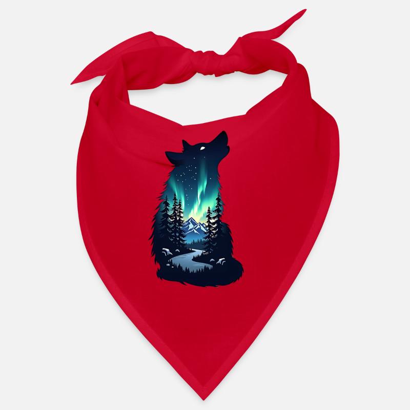 Wolfsnacht Nordlicht Silhouette Bandana