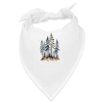 Waldtöne: Aquarell Kiefern - Bandana - Weiß - Vorne