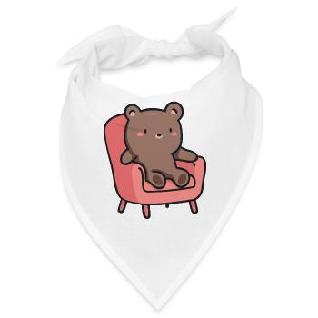 Bär im Sessel: Niedliches Design für Tierfans - Bandana - Weiß - Vorne