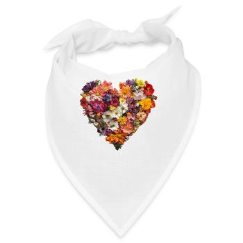 Blumenherz: Romantisches Design für Blumenfans - Bandana - Weiß - Vorne
