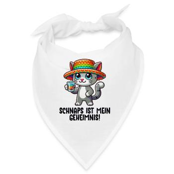 Katze Schnaps Ist Mein Geheimnis - Bandana - Weiß - Vorne