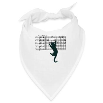 Beethoven 5. Sinfonie Noten mit Katzenmotiv - Bandana - Weiß - Vorne