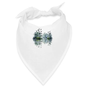Aquarell Bambus Reflexion Teich - Bandana - Weiß - Vorne
