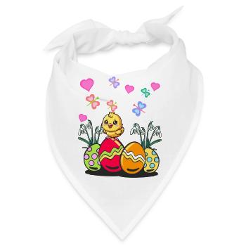 Ostern Osterfest Frühling Küken Ostereier - Bandana - Weiß - Vorne