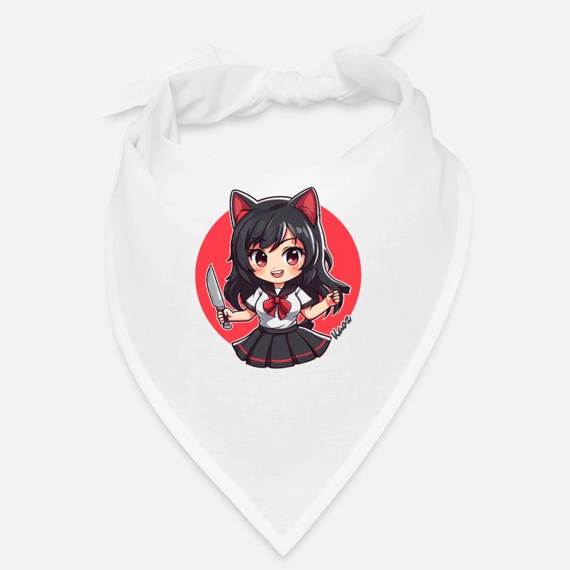 Chibi Cartoon Schulmädchen mit Küchenmesser Bandana