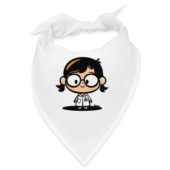 Niedliche Wissenschaftlerin – Laborkittel & Brille - Bandana - Weiß - Vorne