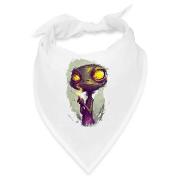 Bekiffter Alien-Frosch - Lustiger Stoner Frosch - Bandana - Weiß - Vorne