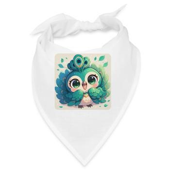 Pfaue Pfau - Bandana - Weiß - Vorne